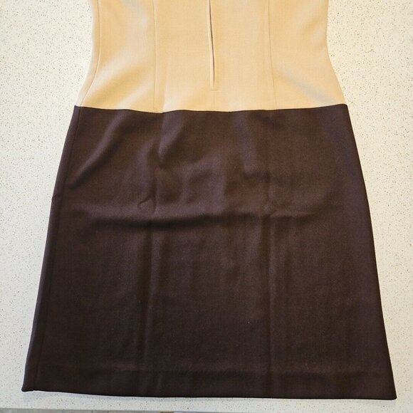 Vtg Hob Nobber Sheath Dress Womens S Brown Beige 60s Mod Double Knit Stretch - Picture 9 of 13